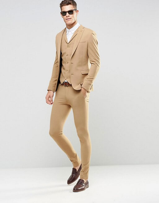 Super Skinny Fit Suits In Camel