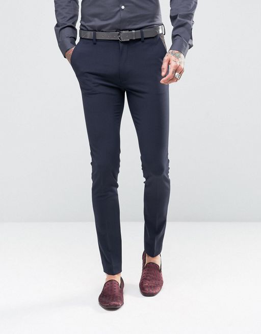 Super Skinny Tuxedo Suit Trousers In Navy