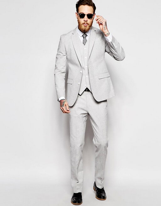 Slim Suit In Grey Nepp Fabric